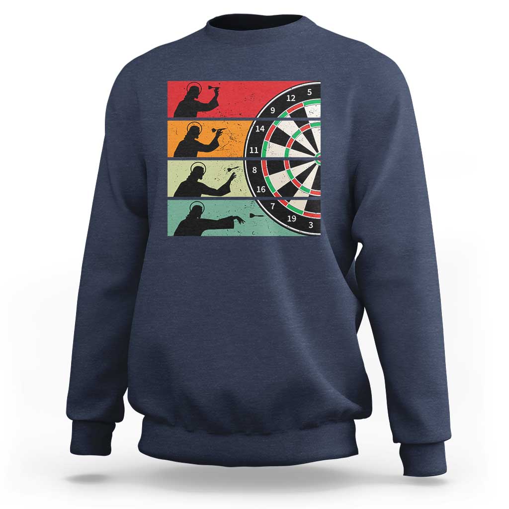Vintage Darts Player Christian Faith Gift Sweatshirt Jesus Bullseye Shooter - Wonder Print Shop