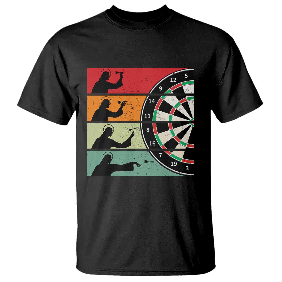 Vintage Darts Player Christian Faith Gift T Shirt Jesus Bullseye Shooter - Wonder Print Shop
