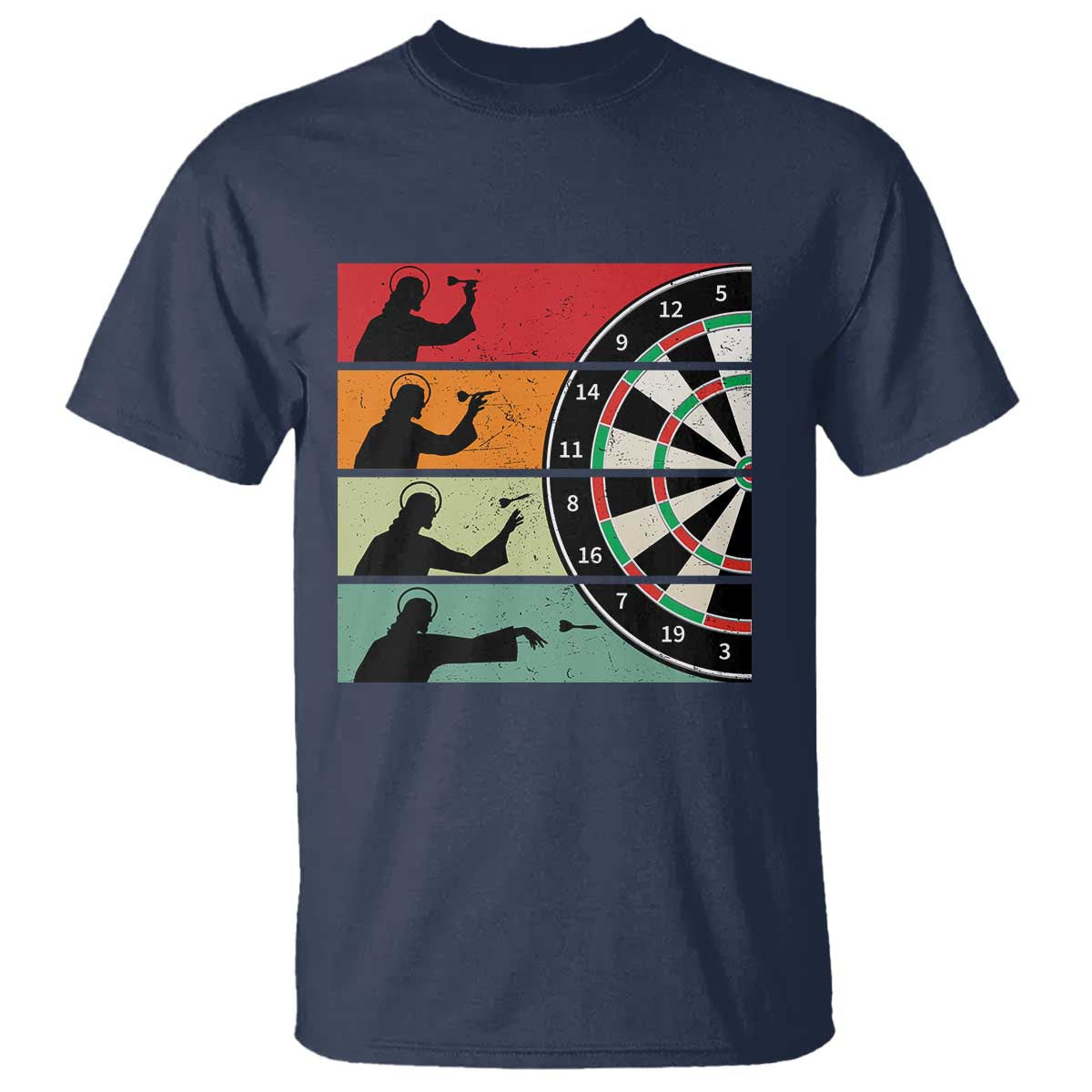 Vintage Darts Player Christian Faith Gift T Shirt Jesus Bullseye Shooter - Wonder Print Shop
