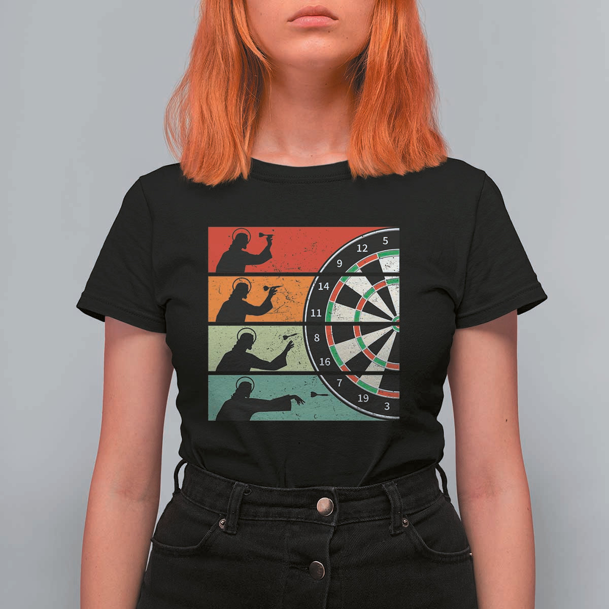 Vintage Darts Player Christian Faith Gift T Shirt For Women Jesus Bullseye Shooter - Wonder Print Shop