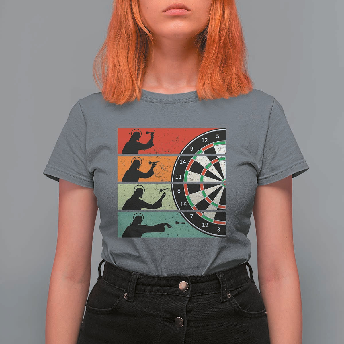 Vintage Darts Player Christian Faith Gift T Shirt For Women Jesus Bullseye Shooter - Wonder Print Shop