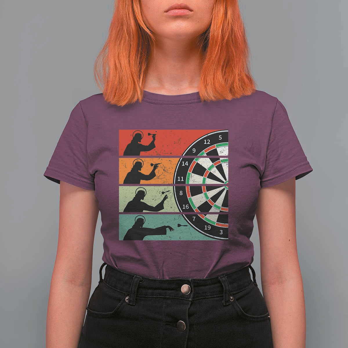 Vintage Darts Player Christian Faith Gift T Shirt For Women Jesus Bullseye Shooter - Wonder Print Shop