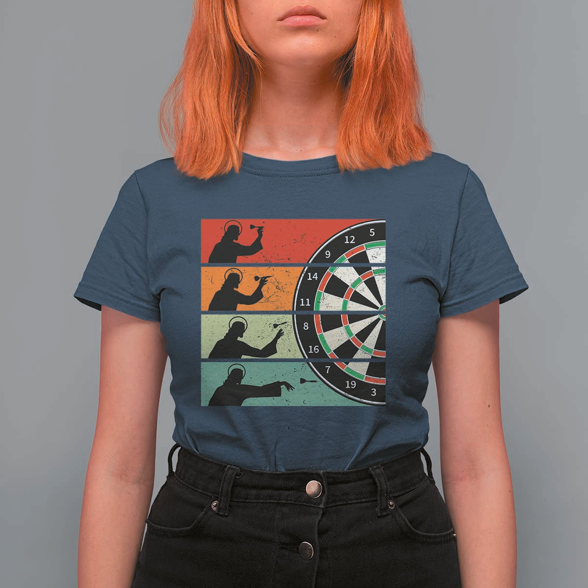 Vintage Darts Player Christian Faith Gift T Shirt For Women Jesus Bullseye Shooter - Wonder Print Shop
