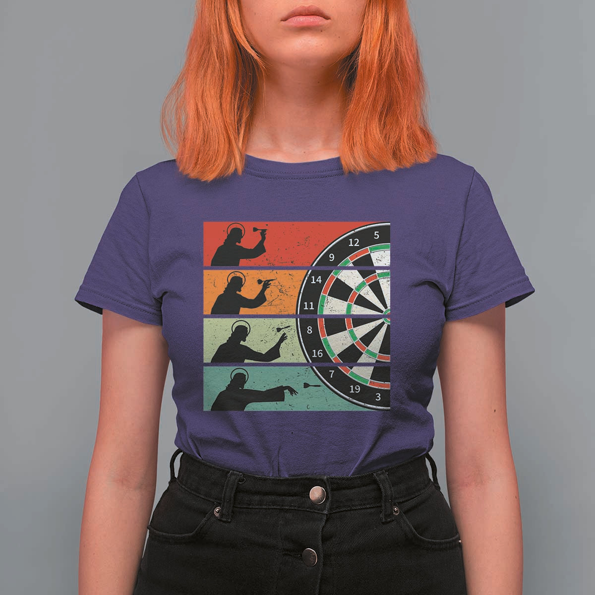Vintage Darts Player Christian Faith Gift T Shirt For Women Jesus Bullseye Shooter - Wonder Print Shop