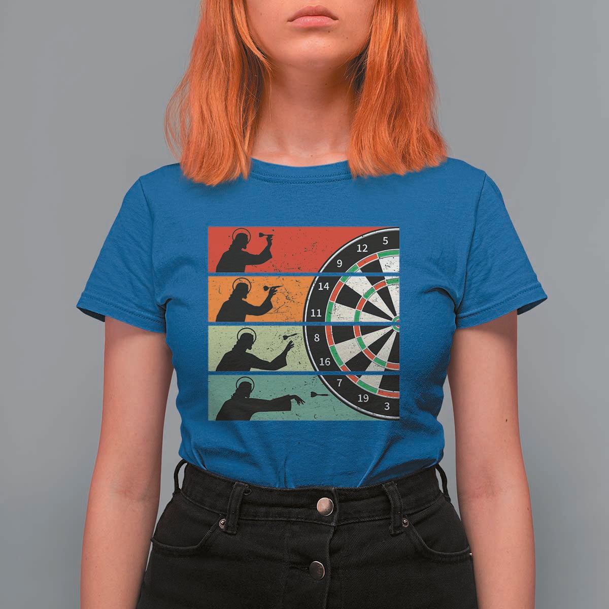 Vintage Darts Player Christian Faith Gift T Shirt For Women Jesus Bullseye Shooter - Wonder Print Shop