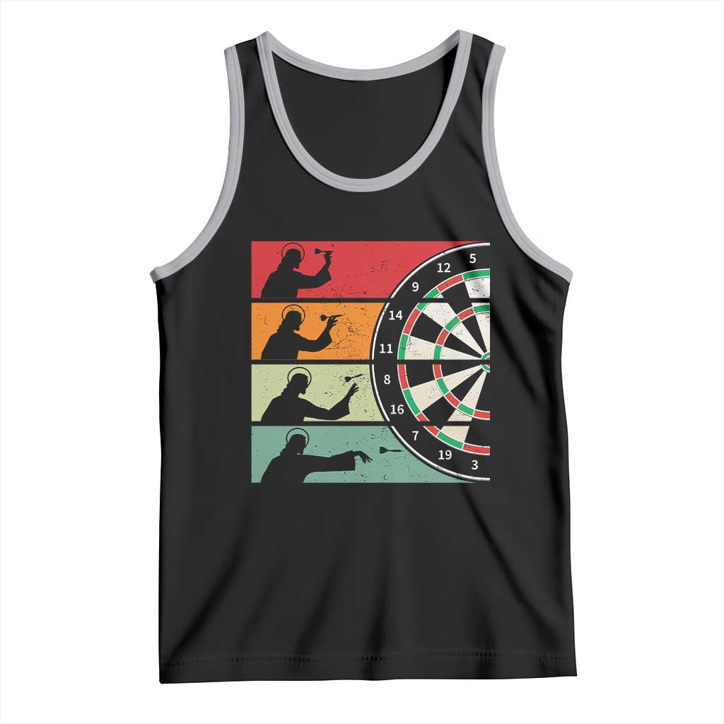 Vintage Darts Player Christian Faith Gift Tank Top Jesus Bullseye Shooter - Wonder Print Shop