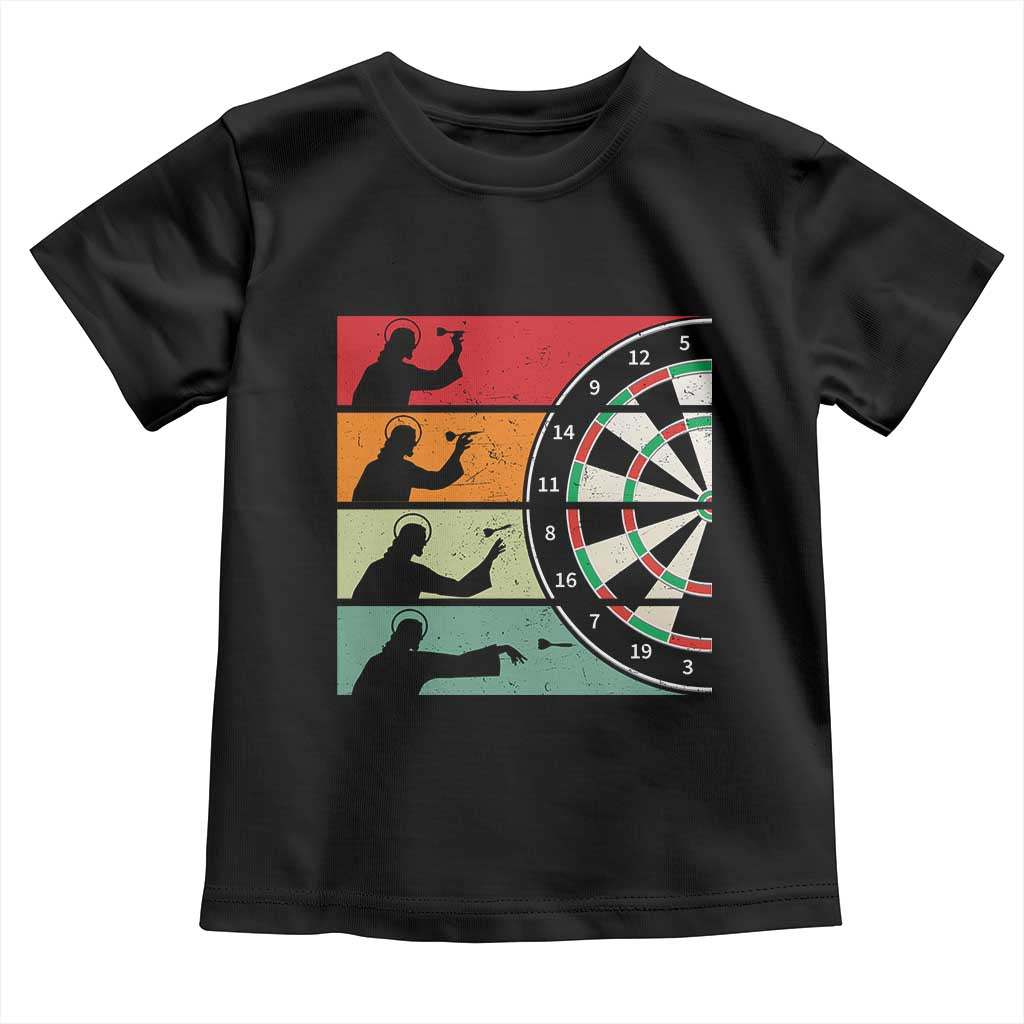 Vintage Darts Player Christian Faith Gift Toddler T Shirt Jesus Bullseye Shooter - Wonder Print Shop