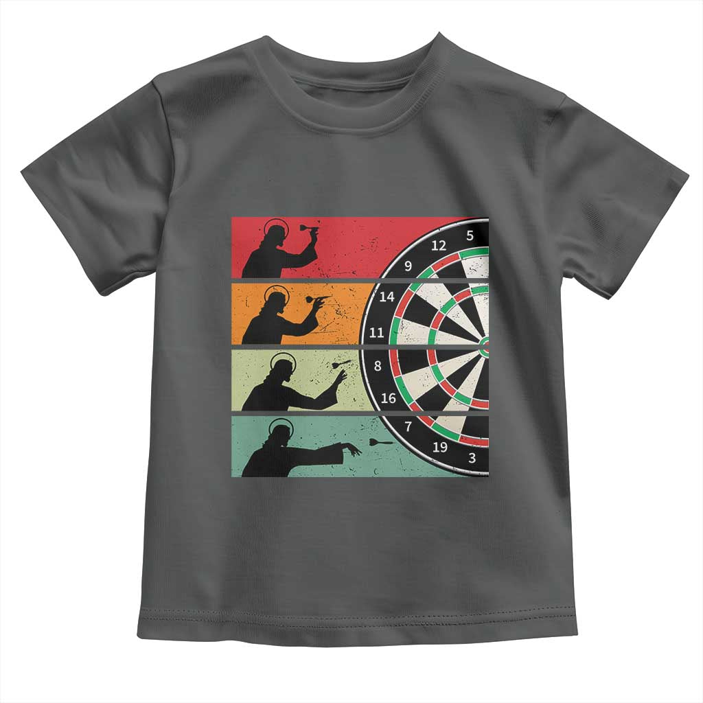 Vintage Darts Player Christian Faith Gift Toddler T Shirt Jesus Bullseye Shooter - Wonder Print Shop