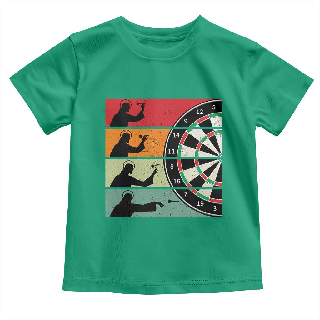 Vintage Darts Player Christian Faith Gift Toddler T Shirt Jesus Bullseye Shooter - Wonder Print Shop