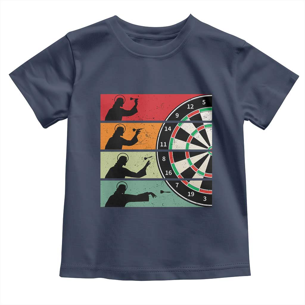 Vintage Darts Player Christian Faith Gift Toddler T Shirt Jesus Bullseye Shooter - Wonder Print Shop