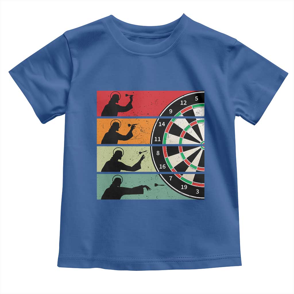 Vintage Darts Player Christian Faith Gift Toddler T Shirt Jesus Bullseye Shooter - Wonder Print Shop