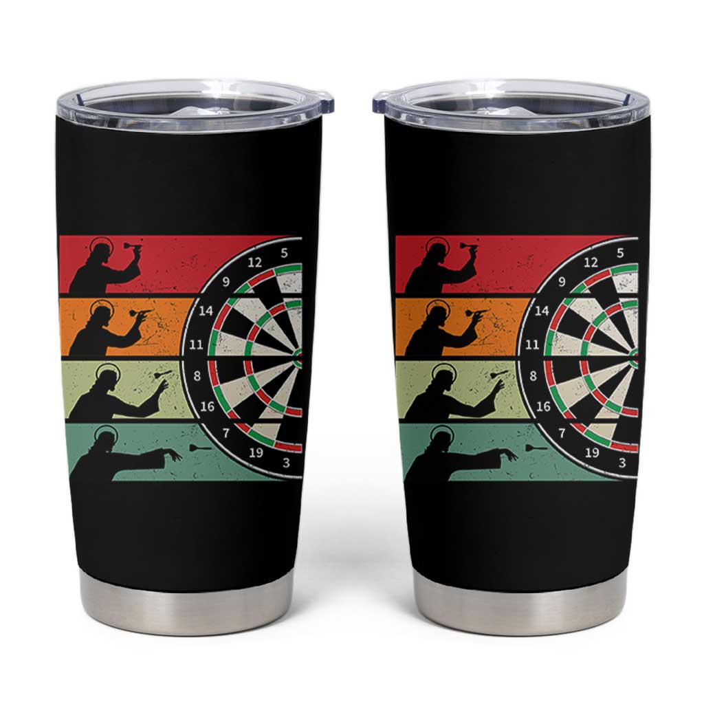 Vintage Darts Player Christian Faith Gift Tumbler Cup Jesus Bullseye Shooter - Wonder Print Shop