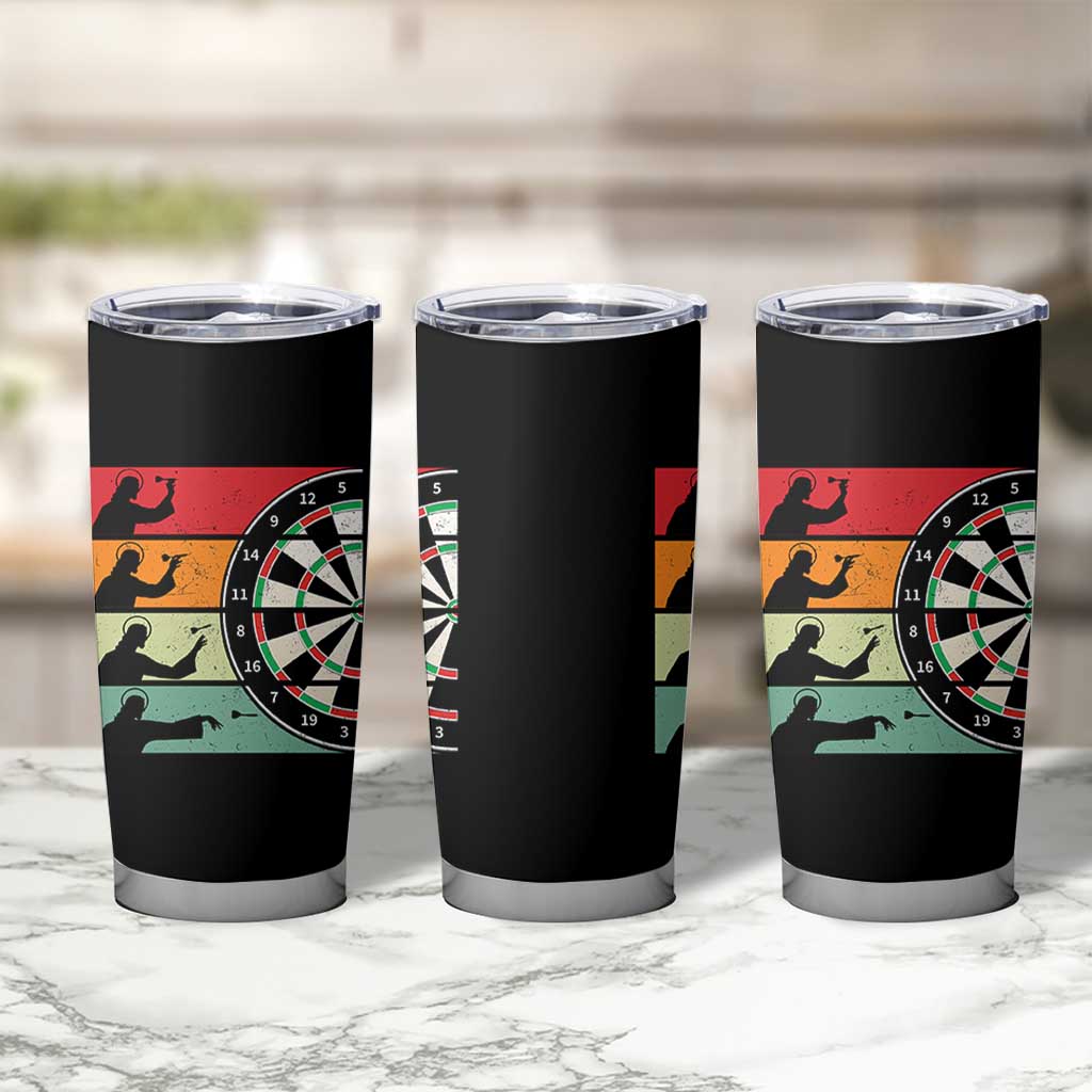 Vintage Darts Player Christian Faith Gift Tumbler Cup Jesus Bullseye Shooter - Wonder Print Shop