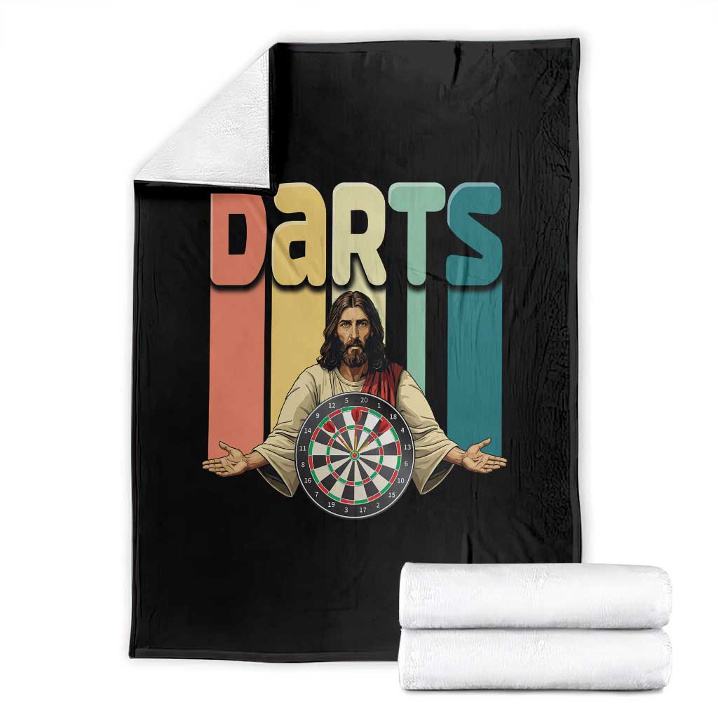 Funny Jesus Dart Player Sunset Retro Vintage Throw Blanket Christian Dartist Gift - Wonder Print Shop