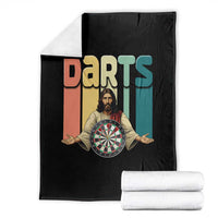 Funny Jesus Dart Player Sunset Retro Vintage Throw Blanket Christian Dartist Gift - Wonder Print Shop