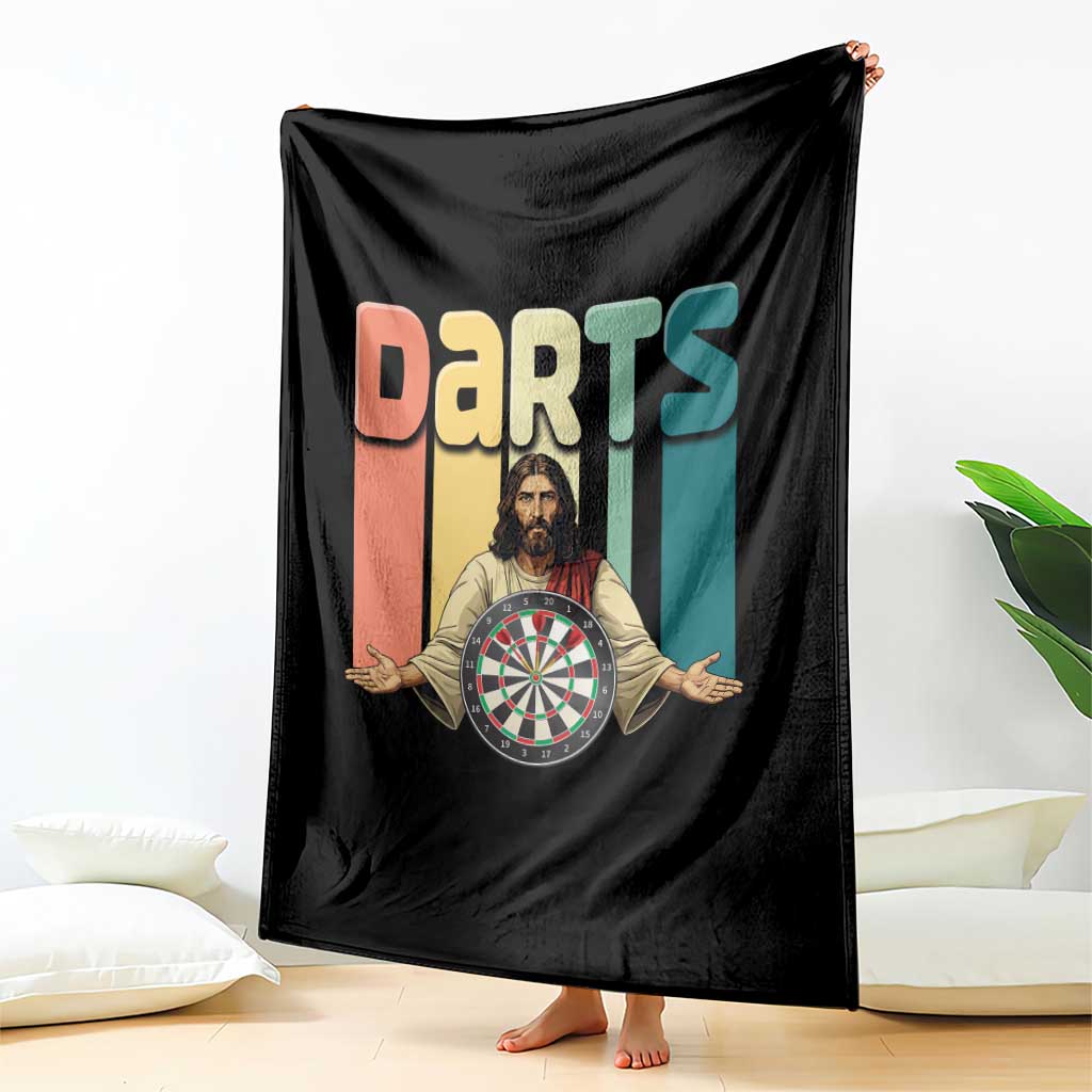 Funny Jesus Dart Player Sunset Retro Vintage Throw Blanket Christian Dartist Gift - Wonder Print Shop