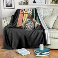 Funny Jesus Dart Player Sunset Retro Vintage Throw Blanket Christian Dartist Gift - Wonder Print Shop