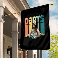 Funny Jesus Dart Player Sunset Retro Vintage Garden Flag Christian Dartist Gift - Wonder Print Shop