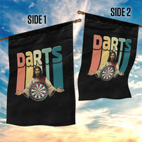 Funny Jesus Dart Player Sunset Retro Vintage Garden Flag Christian Dartist Gift - Wonder Print Shop