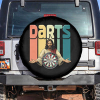 Funny Jesus Dart Player Sunset Retro Vintage Spare Tire Cover Christian Dartist Gift - Wonder Print Shop