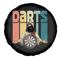 Funny Jesus Dart Player Sunset Retro Vintage Spare Tire Cover Christian Dartist Gift - Wonder Print Shop
