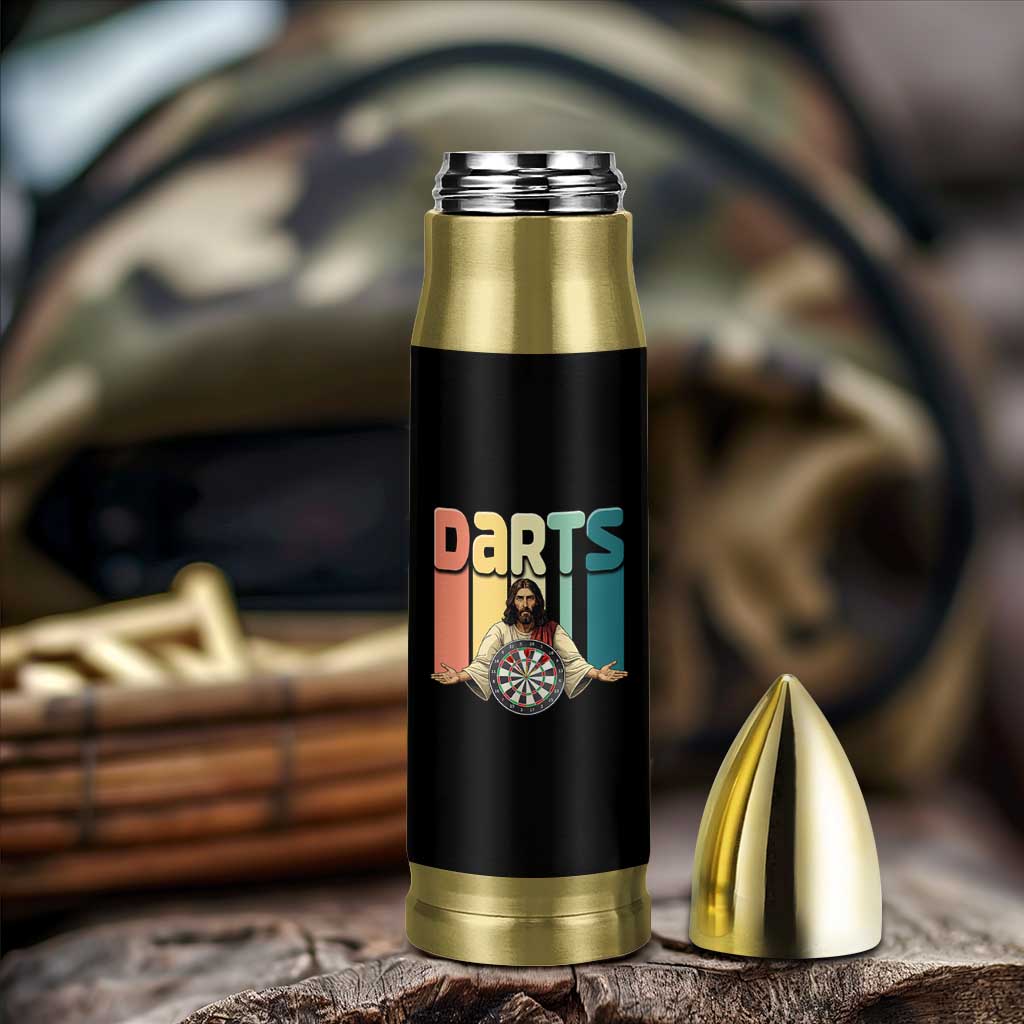 Funny Jesus Dart Player Sunset Retro Vintage Bullet Tumbler Christian Dartist Gift - Wonder Print Shop