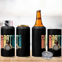 Funny Jesus Dart Player Sunset Retro Vintage 4 in 1 Can Cooler Tumbler Christian Dartist Gift - Wonder Print Shop
