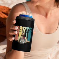 Funny Jesus Dart Player Sunset Retro Vintage 4 in 1 Can Cooler Tumbler Christian Dartist Gift - Wonder Print Shop