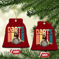 Funny Jesus Dart Player Sunset Retro Vintage Ceramic Ornament Christian Dartist Gift - Wonder Print Shop