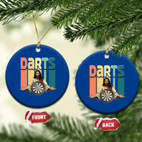 Funny Jesus Dart Player Sunset Retro Vintage Ceramic Ornament Christian Dartist Gift - Wonder Print Shop