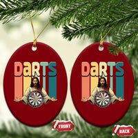 Funny Jesus Dart Player Sunset Retro Vintage Ceramic Ornament Christian Dartist Gift - Wonder Print Shop