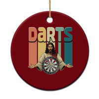 Funny Jesus Dart Player Sunset Retro Vintage Ceramic Ornament Christian Dartist Gift - Wonder Print Shop