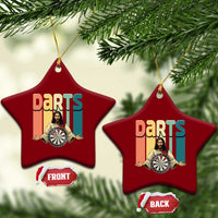Funny Jesus Dart Player Sunset Retro Vintage Ceramic Ornament Christian Dartist Gift - Wonder Print Shop