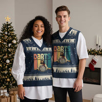 Funny Jesus Dart Player Sunset Retro Vintage V-Neck Knit Sweater Vest Christian Dartist Gift - Wonder Print Shop