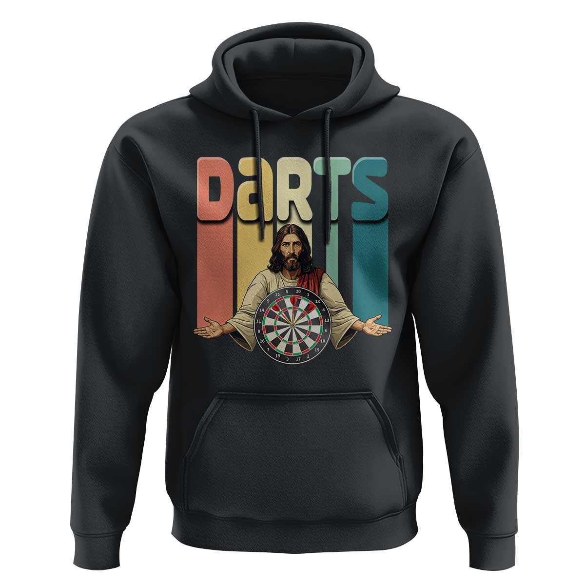 Funny Jesus Dart Player Sunset Retro Vintage Hoodie Christian Dartist Gift - Wonder Print Shop