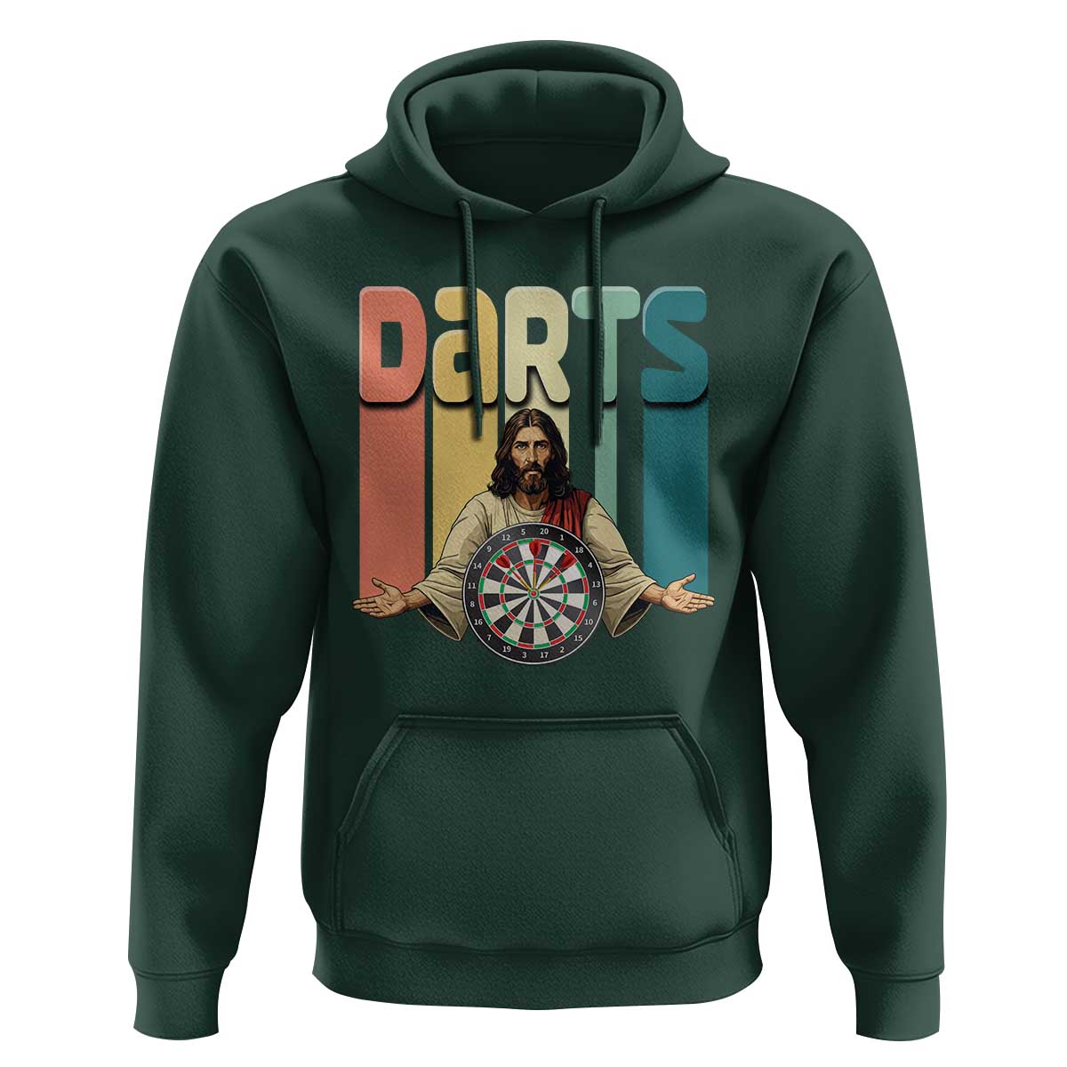 Funny Jesus Dart Player Sunset Retro Vintage Hoodie Christian Dartist Gift - Wonder Print Shop