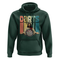 Funny Jesus Dart Player Sunset Retro Vintage Hoodie Christian Dartist Gift - Wonder Print Shop