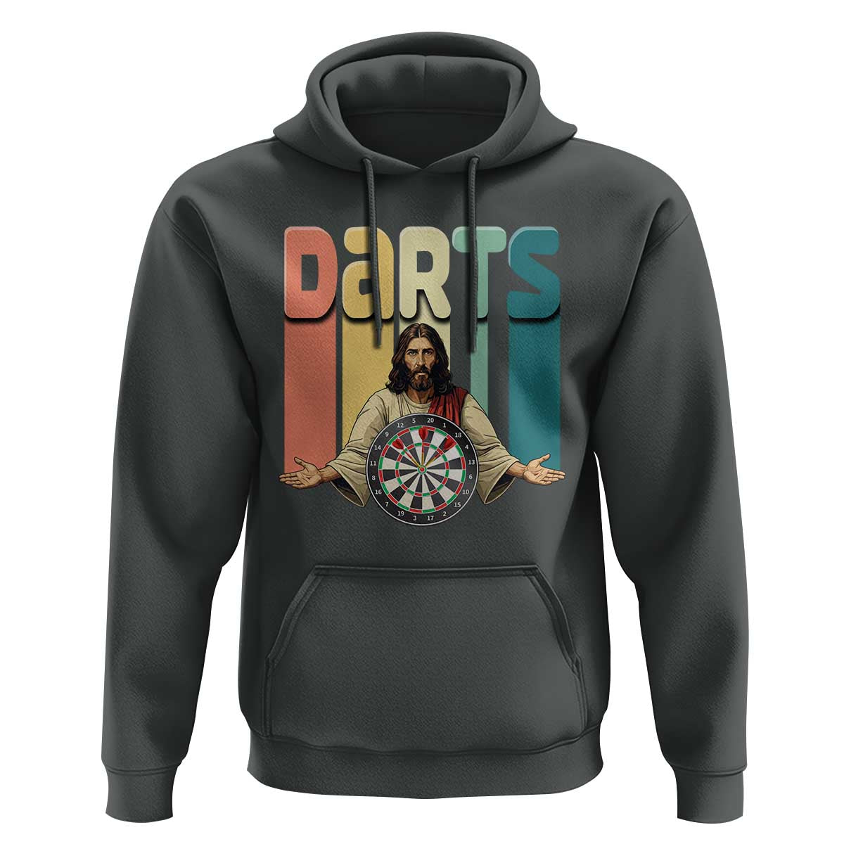 Funny Jesus Dart Player Sunset Retro Vintage Hoodie Christian Dartist Gift - Wonder Print Shop