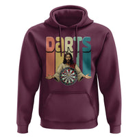 Funny Jesus Dart Player Sunset Retro Vintage Hoodie Christian Dartist Gift - Wonder Print Shop
