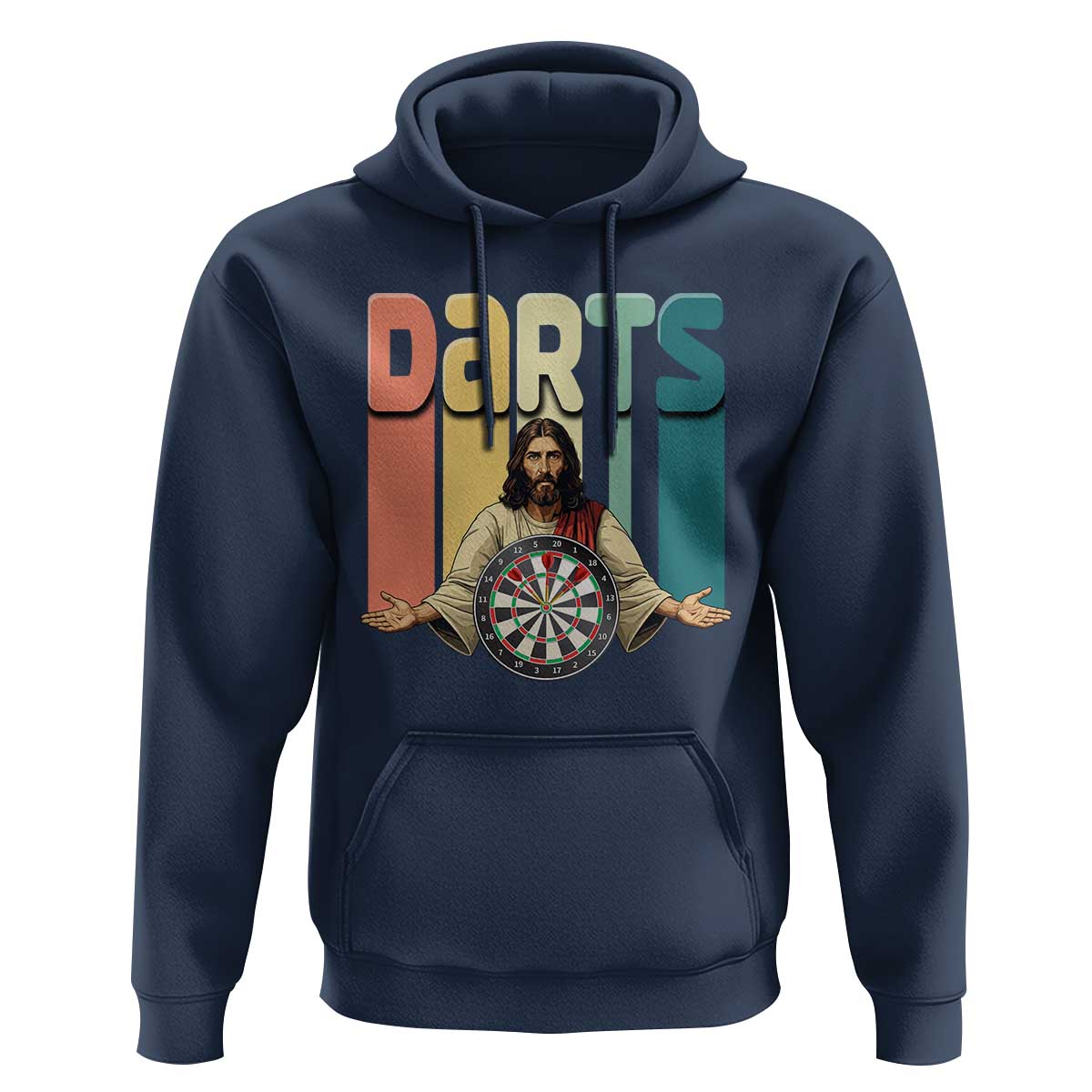 Funny Jesus Dart Player Sunset Retro Vintage Hoodie Christian Dartist Gift - Wonder Print Shop