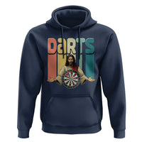 Funny Jesus Dart Player Sunset Retro Vintage Hoodie Christian Dartist Gift - Wonder Print Shop