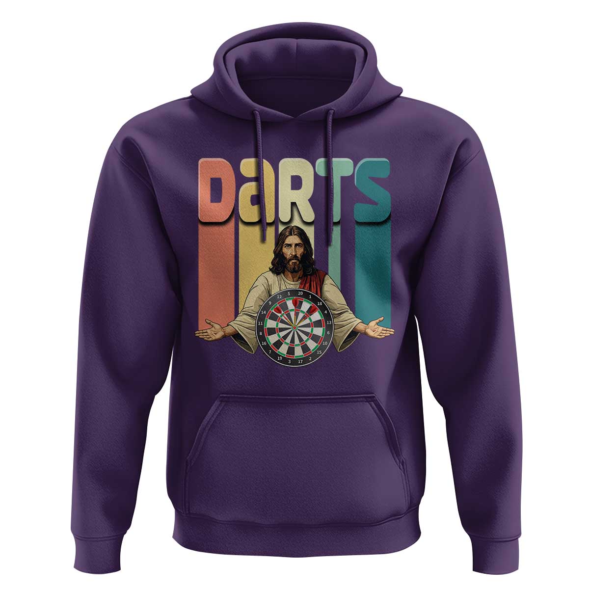 Funny Jesus Dart Player Sunset Retro Vintage Hoodie Christian Dartist Gift - Wonder Print Shop