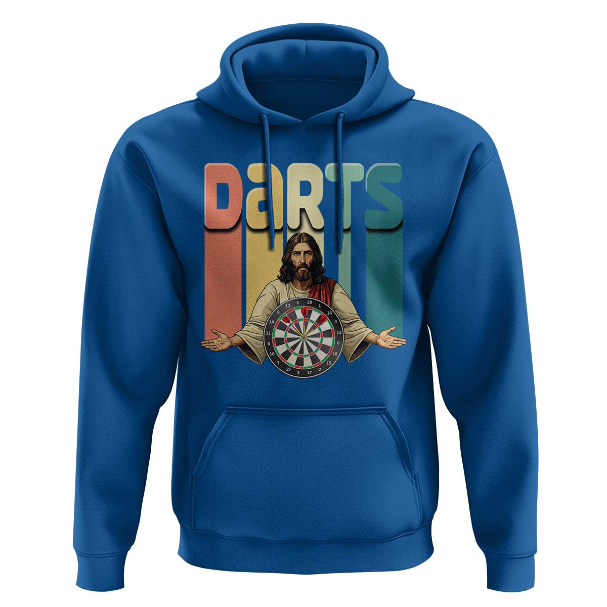 Funny Jesus Dart Player Sunset Retro Vintage Hoodie Christian Dartist Gift - Wonder Print Shop