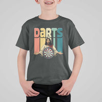 Funny Jesus Dart Player Sunset Retro Vintage T Shirt For Kid Christian Dartist Gift - Wonder Print Shop