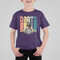 Funny Jesus Dart Player Sunset Retro Vintage T Shirt For Kid Christian Dartist Gift - Wonder Print Shop