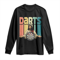 Funny Jesus Dart Player Sunset Retro Vintage Long Sleeve Shirt Christian Dartist Gift - Wonder Print Shop