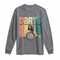 Funny Jesus Dart Player Sunset Retro Vintage Long Sleeve Shirt Christian Dartist Gift - Wonder Print Shop