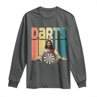Funny Jesus Dart Player Sunset Retro Vintage Long Sleeve Shirt Christian Dartist Gift - Wonder Print Shop