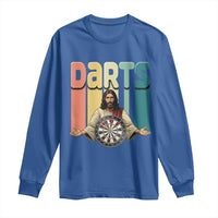 Funny Jesus Dart Player Sunset Retro Vintage Long Sleeve Shirt Christian Dartist Gift - Wonder Print Shop