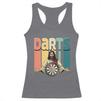 Funny Jesus Dart Player Sunset Retro Vintage Racerback Tank Top Christian Dartist Gift - Wonder Print Shop